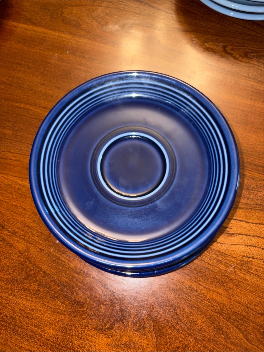 Fiestaware set 4 coffee saucers 6 inches color homer Laughlin cobalt blue